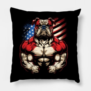 strong bulldog, flag bulldog, gym bulldog, Power bulldog Pillow