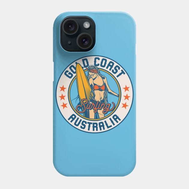 Vintage Surfing Badge for Gold Coast, Australia Phone Case by SLAG_Creative