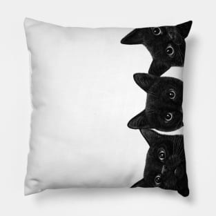 Three black cats Pillow