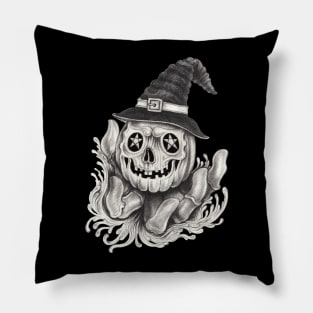 Pumpkin design skull tattoo. Pillow