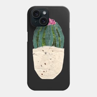 Cactus with pink flower collage Phone Case