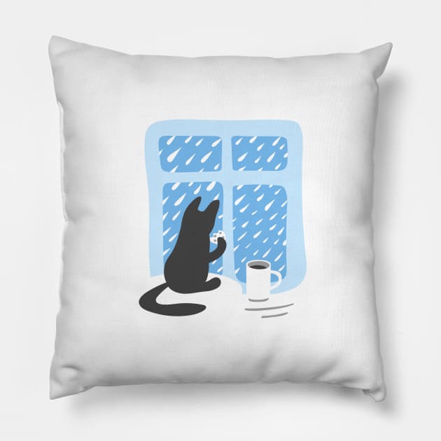 Rainy day Pillow by artful_meows