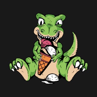 T-Rex Dinosaur Eating Ice Cream T-Shirt