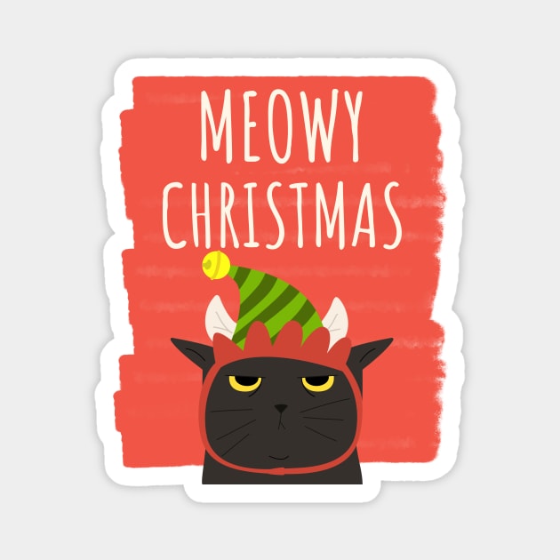 Funny Cat Merry Christmas Holiday Magnet by XOZ