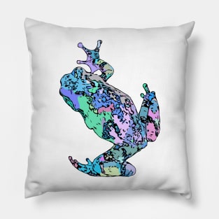 Blue Tree Frog Climbing Colorful Green Teal Turquoise Pillow