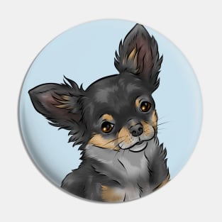 Long Haired Chihuahua Dog | Black and Tan Pin