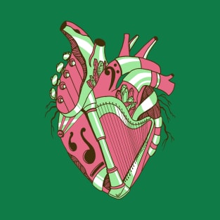 Pink Mint No 2 Musical Heart T-Shirt