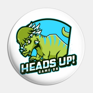 Heads Up Game On Dinosaur Pin