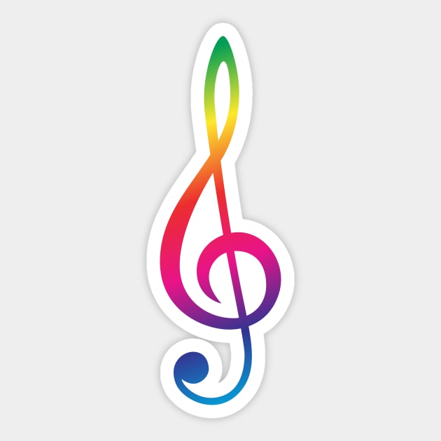 Rainbow colored g-clef - Treble Clef - Sticker