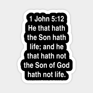 1 John 5:12  King James Version (KJV) Bible Verse Typography Magnet