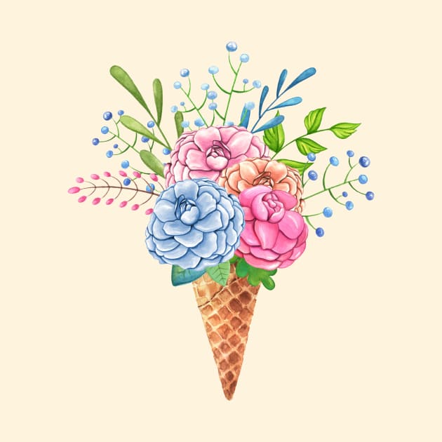 Floral ice cream cone by Nopi Pantelidou