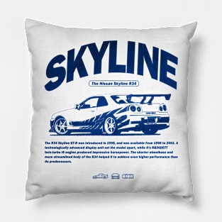 The Skyline GT R34 Racing Cars Pillow