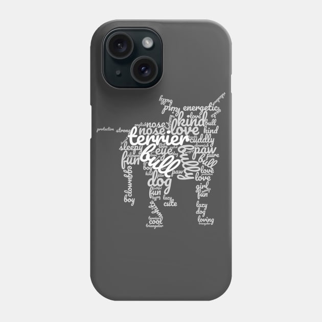 English Bull Terrier Silhouette Word Association Phone Case by DoggyStyles