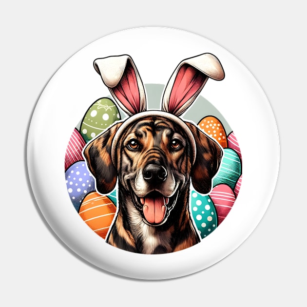 Plott Hound Welcomes Spring with Easter Bunny Ears Pin by ArtRUs