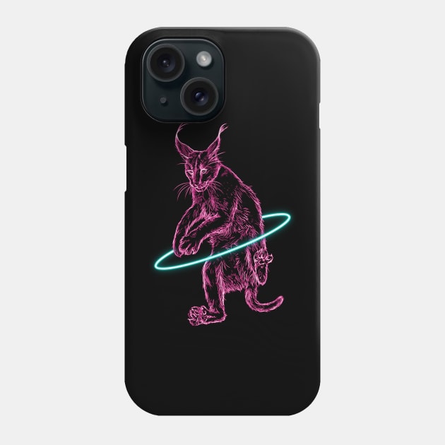 Pink Neon Hula Hooping Caracal Phone Case by nimreninmu