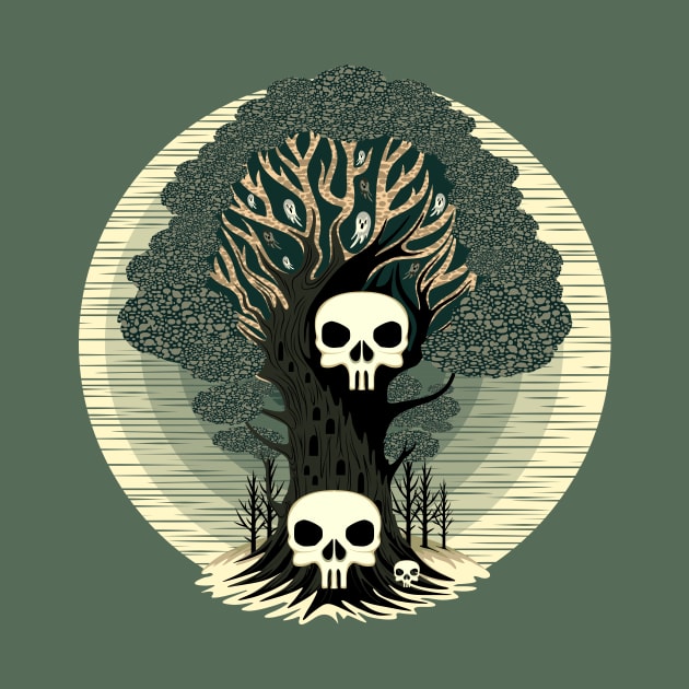 Evil Spirits Tree with skulls and Ghosts by BluedarkArt