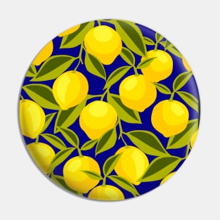 Lemons Pattern on Blue Pin