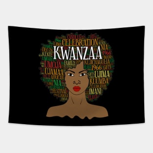 Kwanzaa Afro Word Art Tapestry