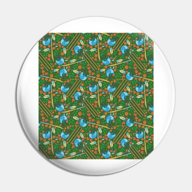 Blue helmet and cricket wickets on roses and balls field Pin by PinataFoundry