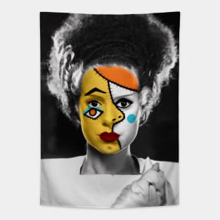 Surreal Cubist Bride of Frankenstein Tapestry