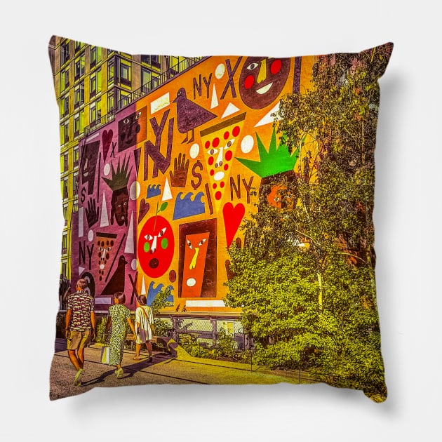 The High Line Graffiti Street Art Manhattan NYC Pillow by eleonoraingrid