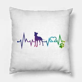 Manchester Terrier Colorful Heartbeat, Heart & Dog Paw Pillow