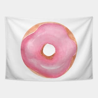 Pink donut watercolor painting Tapestry