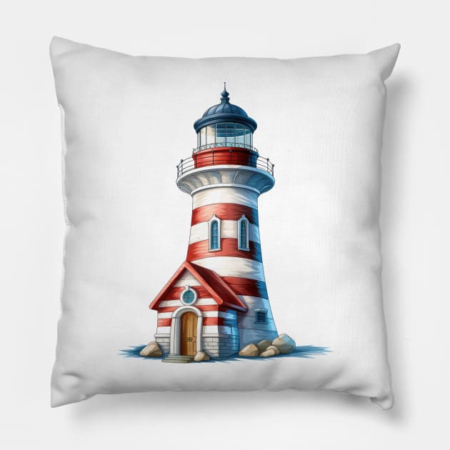 Lighthouse Pillow by Chromatic Fusion Studio