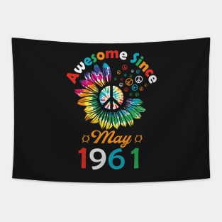 Funny Birthday Quote, Awesome Since May 1961, Retro Birthday Tapestry