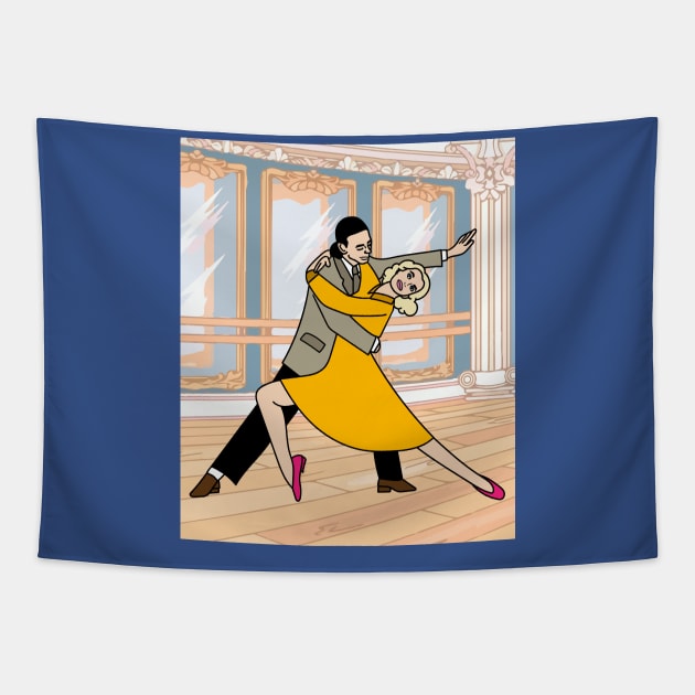 Couple Dancing Romantic Dance Tapestry by flofin