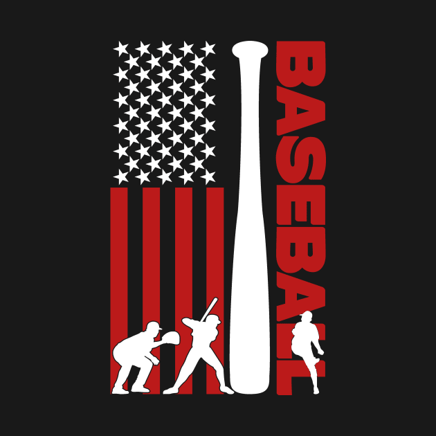 USA Flag Baseball Player Silhouette by Teewyld