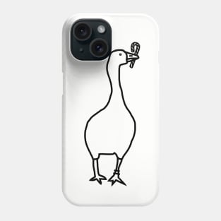 Gaming Goose Steals Christmas Candy Cane Line Drawing Phone Case