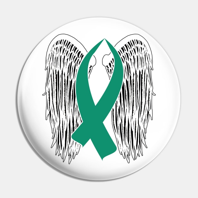 Winged Awareness Ribbon (Teal) Pin by BlakCircleGirl