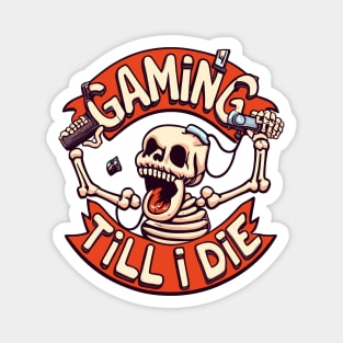 Gaming Till I Die Skeleton Play Video Game Vintage Retro Men Magnet