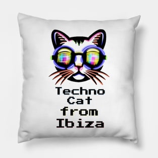 Techno Cat from Ibiza - Catsondrugs.com Techno Party Ibiza Rave Dance Underground Festival Spring Break  Berlin Good Vibes Trance Dance technofashion technomusic housemusic Pillow