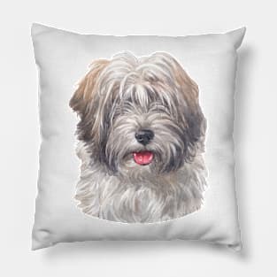 Tibetan Terrier Watercolor Art Pillow