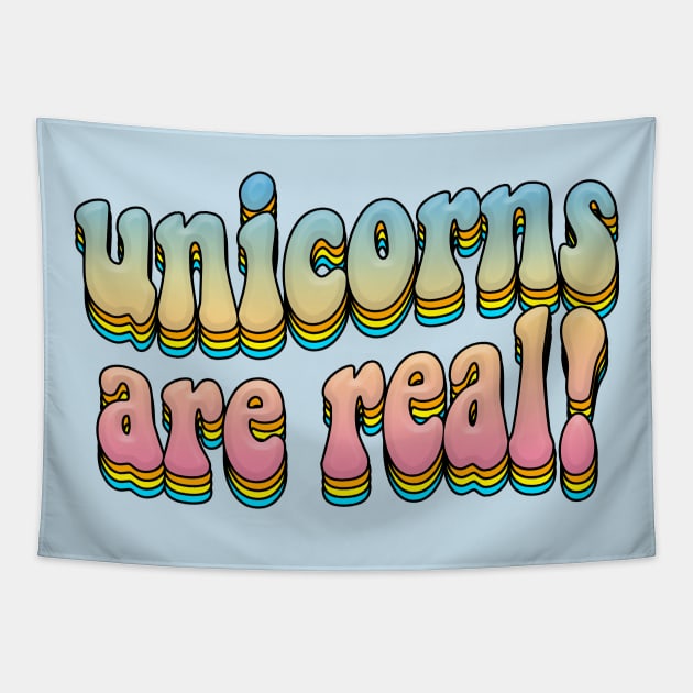 Unicorns Are Real!  Rainbow Graphic Design Logo T-Shirt Tapestry by DankFutura