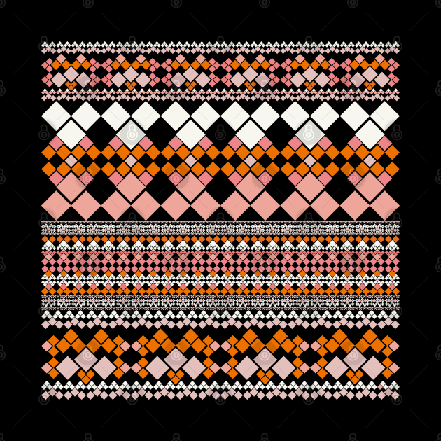 Geometric Bohemian Orange and Pink by Suneldesigns