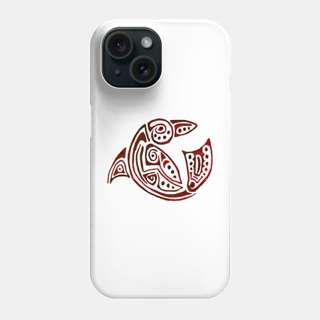 Red dolphin Phone Case by Zamen