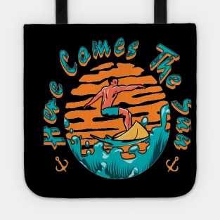 Happiness Comes In Waves, Hello Summer Vintage Funny Surfer Riding Surf Surfing Lover Gifts Tote