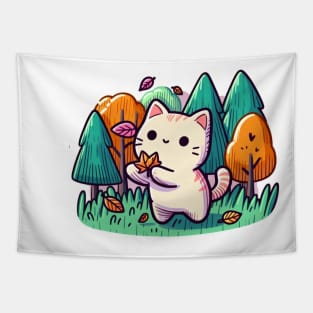 kitty in the woods Tapestry