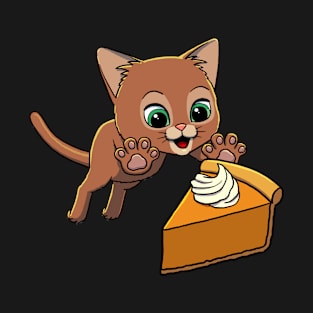 Abyssinian Cat excited to eat Pumpkin Pie T-Shirt