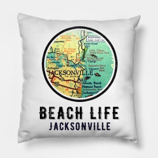 Jacksonville Florida Vintage retro Old Map Pillow