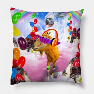 Cook Dog Riding Goat in Space Pillow