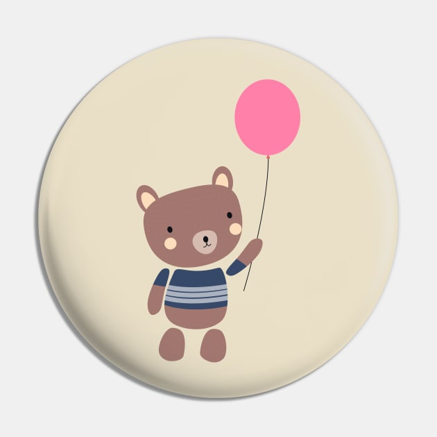 Cute and Whimsical Brown Bear T-Shirt Pin by happinessinatee