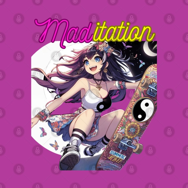 Kawaii, Anime Girl, Maditation Skateboard | Catsie Cat by Catsie Cat