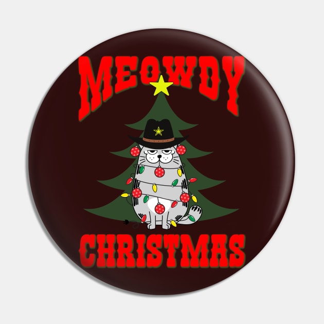 Meowdy Christmas Pin by Blended Designs