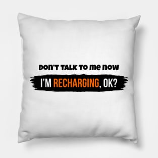 Don't talk to me now, I'm recharging, ok? Pillow