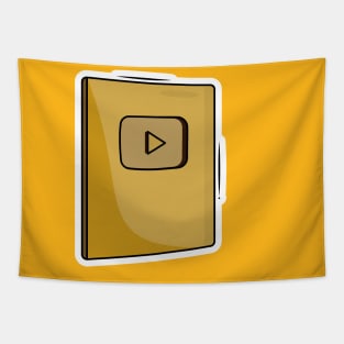 Gold color you tube play button award sticker design vector illustration. Victory object icon concept. Play button logo symbol icon. Tapestry