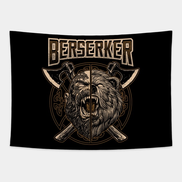 Norse Viking Berserker Pagan Bear Warrior Tapestry by Blue Pagan